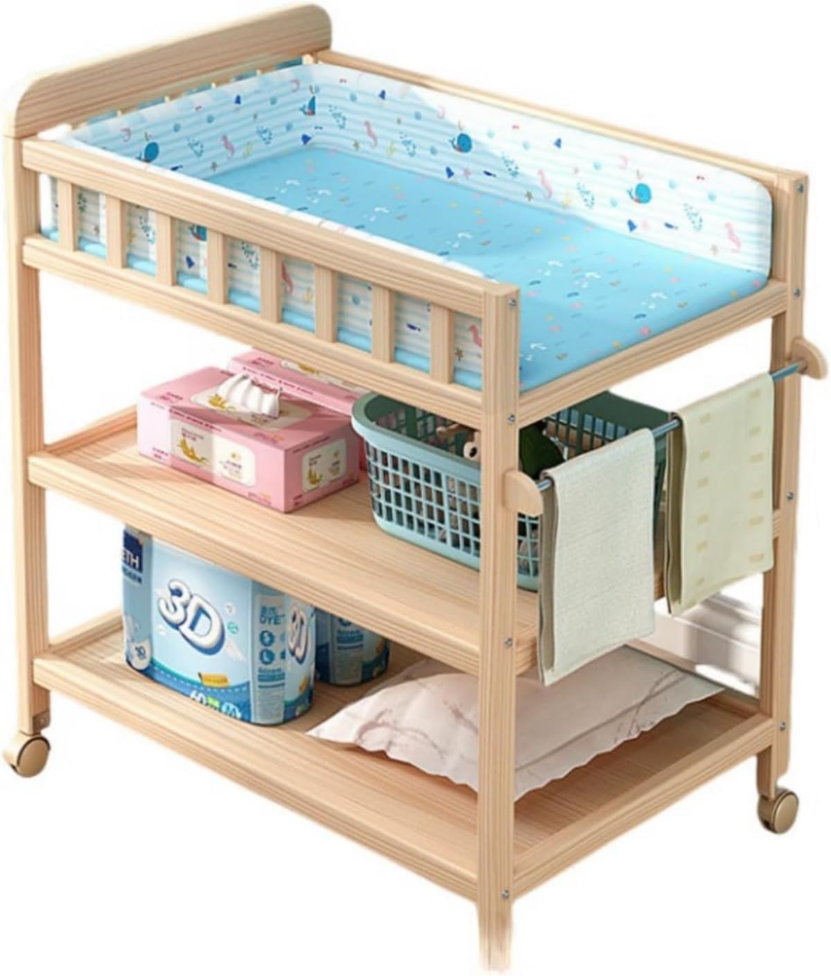 enne 多機能 ベビーベッド ベビーサークル マット付き テーブル 7way